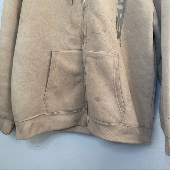 RealTree Tan Zip Up Fleece Lined Hoodie Jacket Size XL - Picture 4 of 6